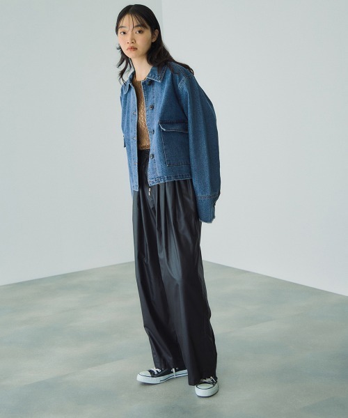 VICKY（ビッキー）の「フラップポケットショートデニムブルゾン≪手洗い可能≫（ブルゾン・レディース・ブルー/ネイビー・M）」の8枚目の写真