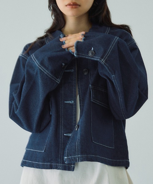 VICKY（ビッキー）の「フラップポケットショートデニムブルゾン≪手洗い可能≫（ブルゾン・レディース・ブルー/ネイビー・M）」の9枚目の写真