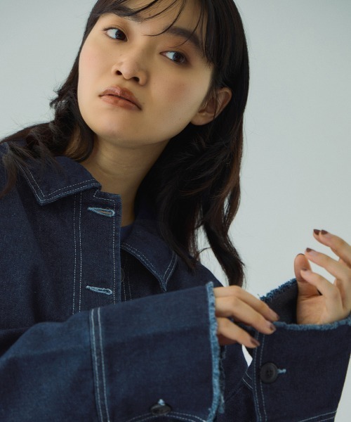 VICKY（ビッキー）の「フラップポケットショートデニムブルゾン≪手洗い可能≫（ブルゾン・レディース・ブルー/ネイビー・M）」の10枚目の写真