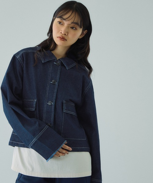 VICKY（ビッキー）の「フラップポケットショートデニムブルゾン≪手洗い可能≫（ブルゾン・レディース・ブルー/ネイビー・M）」の11枚目の写真