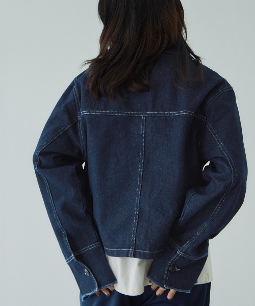 VICKY（ビッキー）の「フラップポケットショートデニムブルゾン≪手洗い可能≫（ブルゾン・レディース・ブルー/ネイビー・M）」の13枚目の写真