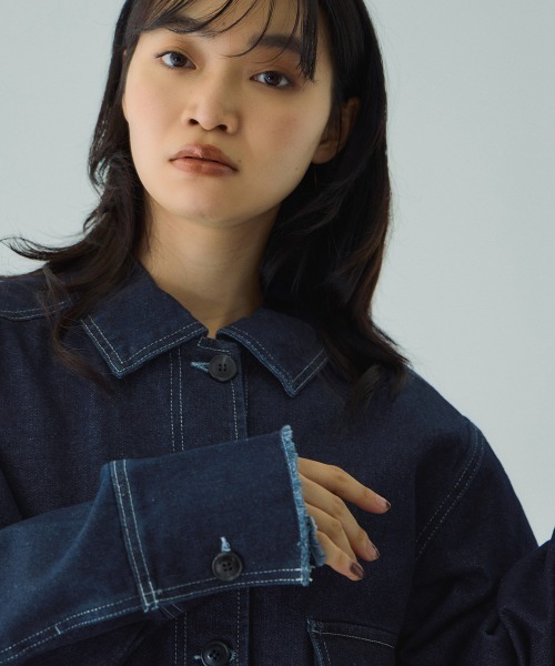 VICKY（ビッキー）の「フラップポケットショートデニムブルゾン≪手洗い可能≫（ブルゾン・レディース・ブルー/ネイビー・M）」の14枚目の写真