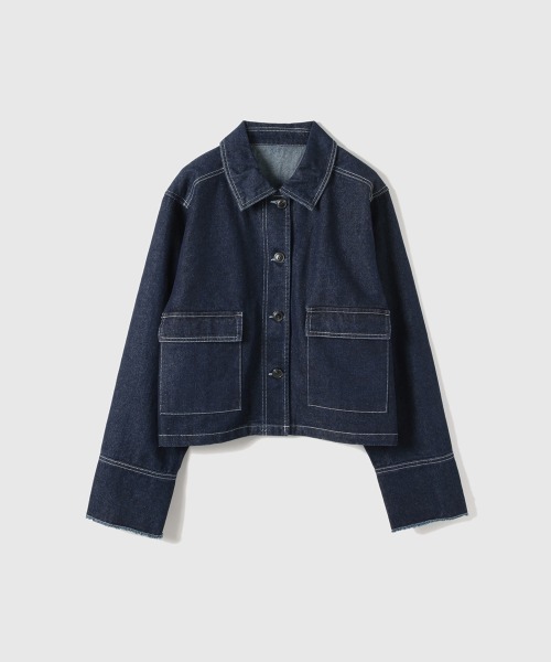 VICKY（ビッキー）の「フラップポケットショートデニムブルゾン≪手洗い可能≫（ブルゾン・レディース・ブルー/ネイビー・M）」の18枚目の写真