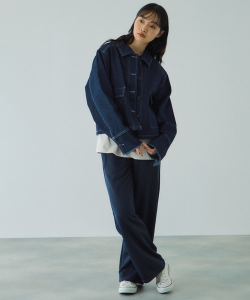 VICKY（ビッキー）の「フラップポケットショートデニムブルゾン≪手洗い可能≫（ブルゾン・レディース・ブルー/ネイビー・M）」の16枚目の写真