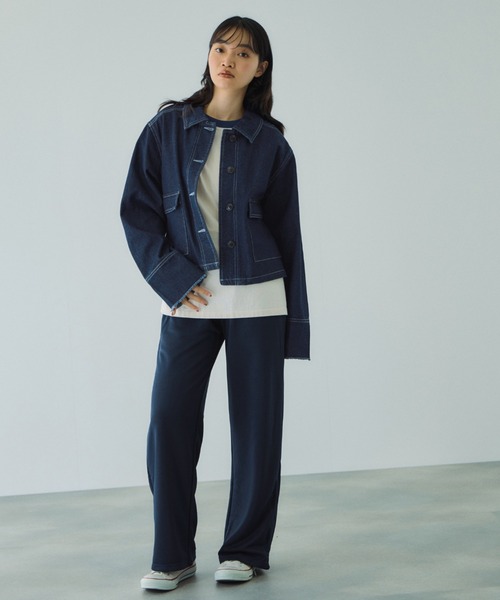 VICKY（ビッキー）の「フラップポケットショートデニムブルゾン≪手洗い可能≫（ブルゾン・レディース・ブルー/ネイビー・M）」の17枚目の写真