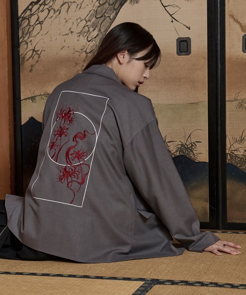 彼岸花刺繍テーラードジャケット（テーラードジャケット）｜狐独