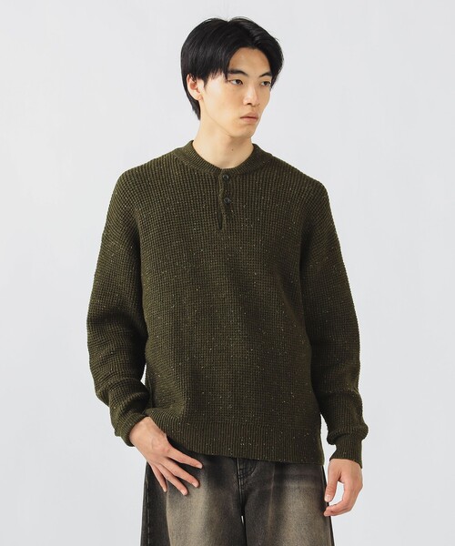 セール】カラー ネップ ヘンリー ネック ニット（ニット/セーター