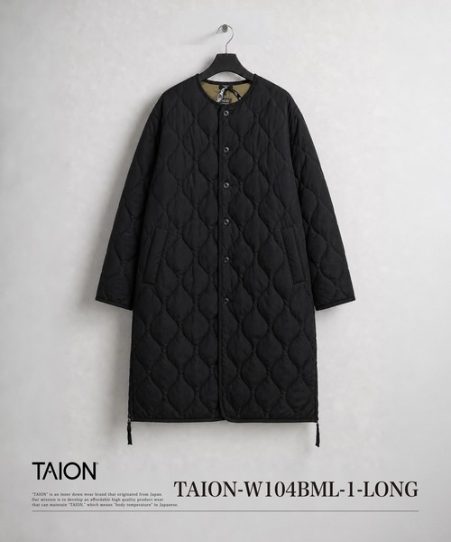 TAION(タイオン)の「【TAION(タイオン)】〈ウィメンズ〉ミリタリー クルーネック ダウンコート(ダウンジャケット/コート・レディース・ブラック/チャコールグレー/ダークオリーブ/ブラウン系その他5・M/L)」の1枚目の写真