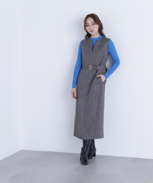 NATURAL BEAUTY BASIC（ナチュラルビューティーベーシック）の「◇キーネックベルテッドジャンスカ（ジャンパースカート・レディース・ブラック系その他/ベージュ系その他・SMALL/MEDIUM/P/S）」の5枚目の写真