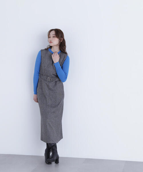 NATURAL BEAUTY BASIC（ナチュラルビューティーベーシック）の「◇キーネックベルテッドジャンスカ（ジャンパースカート・レディース・ブラック系その他/ベージュ系その他・SMALL/MEDIUM/P/S）」の8枚目の写真