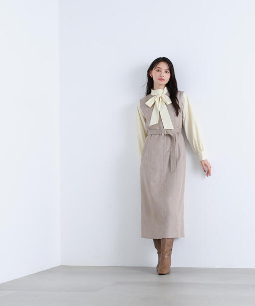 NATURAL BEAUTY BASIC（ナチュラルビューティーベーシック）の「◇キーネックベルテッドジャンスカ（ジャンパースカート・レディース・ブラック系その他/ベージュ系その他・SMALL/MEDIUM/P/S）」の11枚目の写真