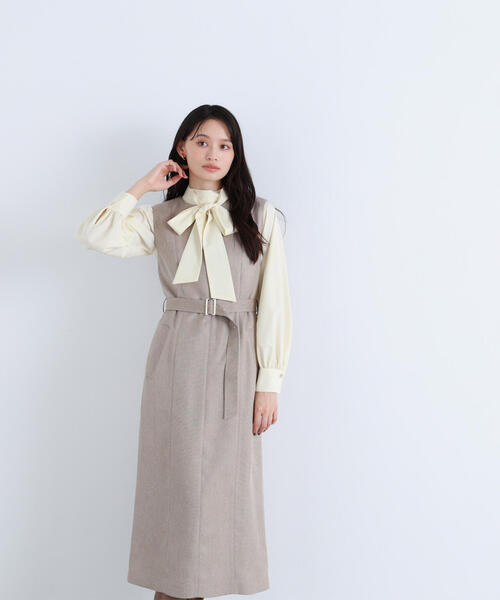 NATURAL BEAUTY BASIC（ナチュラルビューティーベーシック）の「◇キーネックベルテッドジャンスカ（ジャンパースカート・レディース・ブラック系その他/ベージュ系その他・SMALL/MEDIUM/P/S）」の12枚目の写真