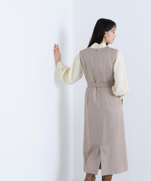 NATURAL BEAUTY BASIC（ナチュラルビューティーベーシック）の「◇キーネックベルテッドジャンスカ（ジャンパースカート・レディース・ブラック系その他/ベージュ系その他・SMALL/MEDIUM/P/S）」の14枚目の写真