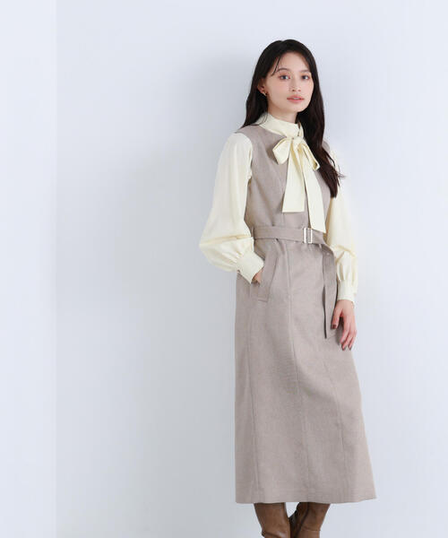 NATURAL BEAUTY BASIC（ナチュラルビューティーベーシック）の「◇キーネックベルテッドジャンスカ（ジャンパースカート・レディース・ブラック系その他/ベージュ系その他・SMALL/MEDIUM/P/S）」の16枚目の写真