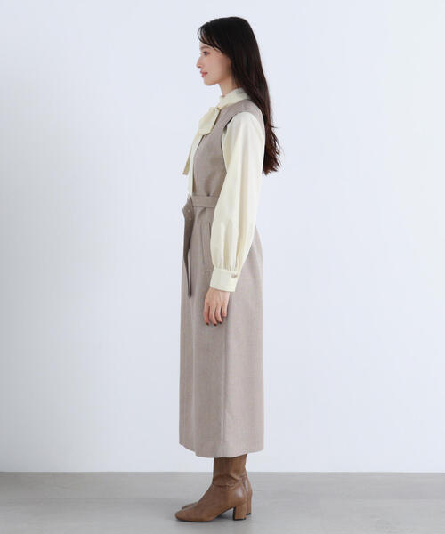 NATURAL BEAUTY BASIC（ナチュラルビューティーベーシック）の「◇キーネックベルテッドジャンスカ（ジャンパースカート・レディース・ブラック系その他/ベージュ系その他・SMALL/MEDIUM/P/S）」の18枚目の写真