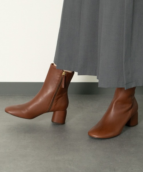 セール】【ANGEL ALARCON】オブリークトウミドルヒールブーツ(D53007