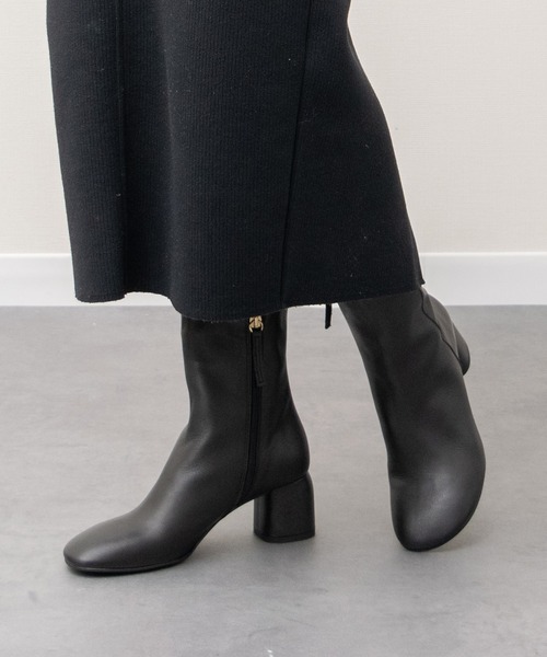 セール】【ANGEL ALARCON】オブリークトウミドルヒールブーツ(D53007
