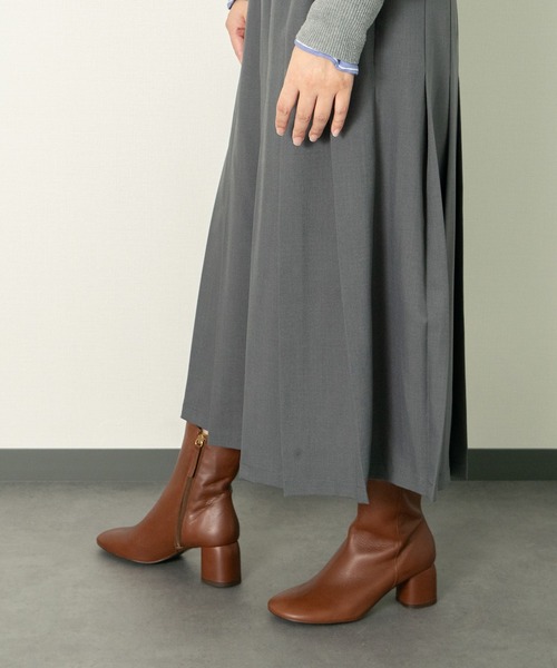 セール】【ANGEL ALARCON】オブリークトウミドルヒールブーツ(D53007