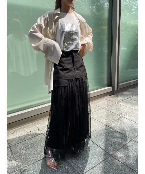 AIC.(エーアイシー)の「2WAYチュールレイヤードロングスカート(スカート・レディース・ブラック・FREE)」の13枚目の写真