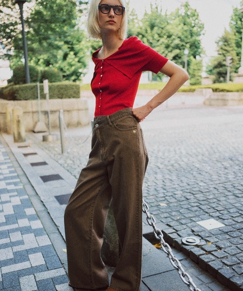 VIS（ビス）の「【POLO BCS】VIS別注クロスベルトストレートワイドデニム（デニムパンツ・レディース・ブルー/チャコールグレー/ブラウン・M/S）」の4枚目の写真