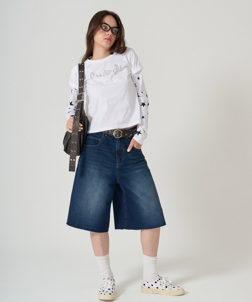 TINA：JOJUN（ティーナジョジュン）の「レイヤード デザイン ロンT TINA：JOJUN（Tシャツ/カットソー・レディース・ホワイト/ピンク・M）」の7枚目の写真