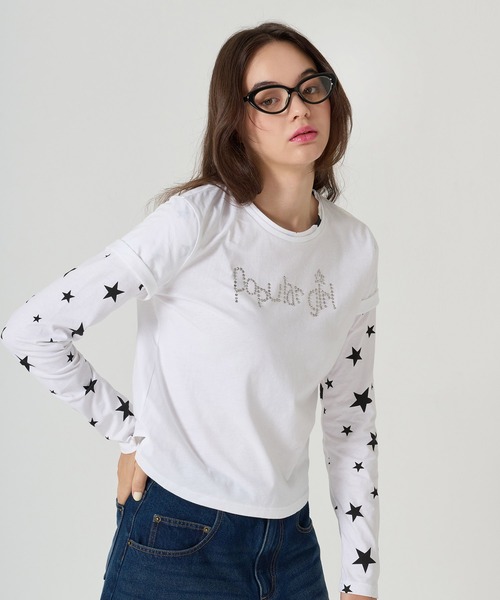 TINA：JOJUN（ティーナジョジュン）の「レイヤード デザイン ロンT TINA：JOJUN（Tシャツ/カットソー・レディース・ホワイト/ピンク・M）」の6枚目の写真