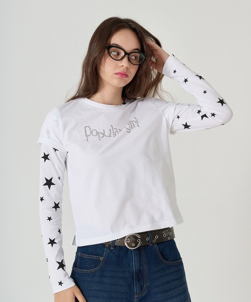 TINA：JOJUN（ティーナジョジュン）の「レイヤード デザイン ロンT TINA：JOJUN（Tシャツ/カットソー・レディース・ホワイト/ピンク・M）」の5枚目の写真