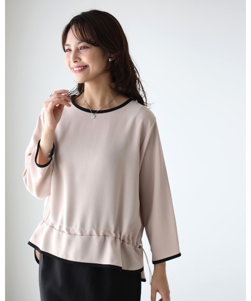 Ehre style(エーレスタイル)の「インせず決まる 手抜きに 見えない 楽トップス(シャツ/ブラウス・レディース・ベージュ/ブラック・FREE)」の1枚目の写真