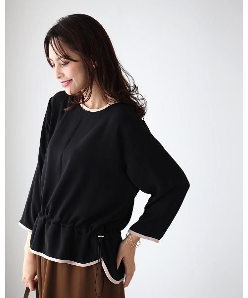 Ehre style(エーレスタイル)の「インせず決まる 手抜きに 見えない 楽トップス(シャツ/ブラウス・レディース・ベージュ/ブラック・FREE)」の2枚目の写真