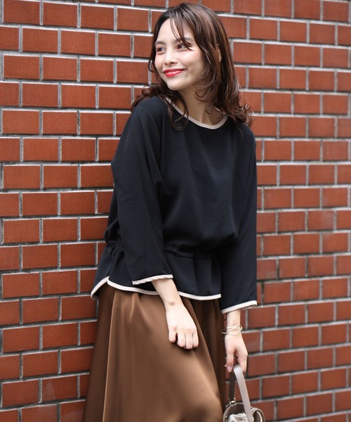 Ehre style(エーレスタイル)の「インせず決まる 手抜きに 見えない 楽トップス(シャツ/ブラウス・レディース・ベージュ/ブラック・FREE)」の3枚目の写真