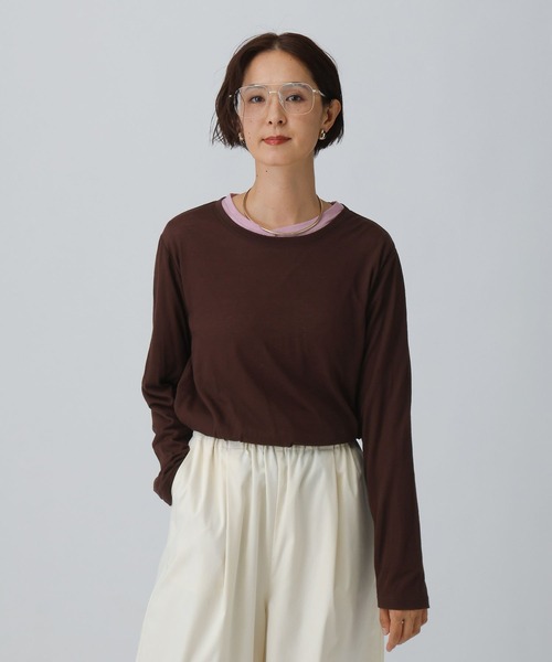 LEPSIM(レプシィム)の「シアーメランジ長袖T 582469(Tシャツ/カットソー・レディース・ブラウン/ピンク/オフホワイト/ブラック・FREE)」の3枚目の写真