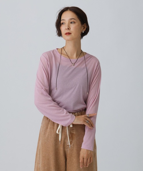 LEPSIM(レプシィム)の「シアーメランジ長袖T 582469(Tシャツ/カットソー・レディース・ブラウン/ピンク/オフホワイト/ブラック・FREE)」の4枚目の写真