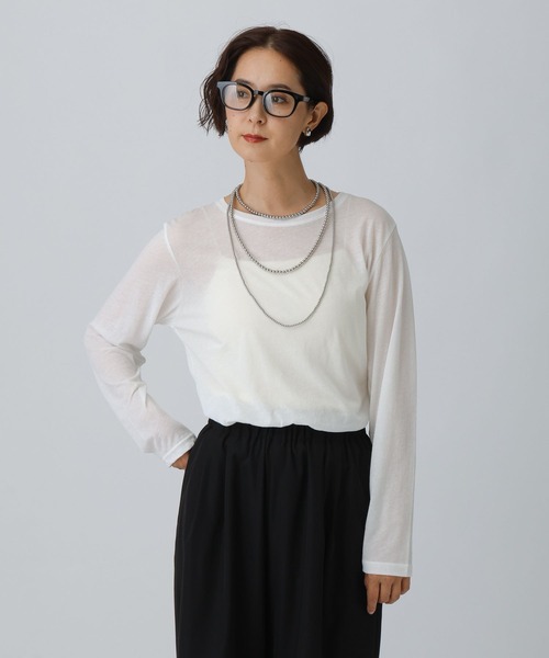 LEPSIM(レプシィム)の「シアーメランジ長袖T 582469(Tシャツ/カットソー・レディース・ブラウン/ピンク/オフホワイト/ブラック・FREE)」の18枚目の写真