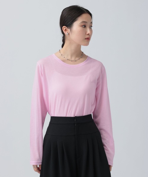 LEPSIM（レプシィム）の「シアーメランジ長袖T　582469（Tシャツ/カットソー・レディース・ブラウン/ピンク/オフホワイト/ブラック/ピンク系その他/ライトイエロー・FREE）」の13枚目の写真