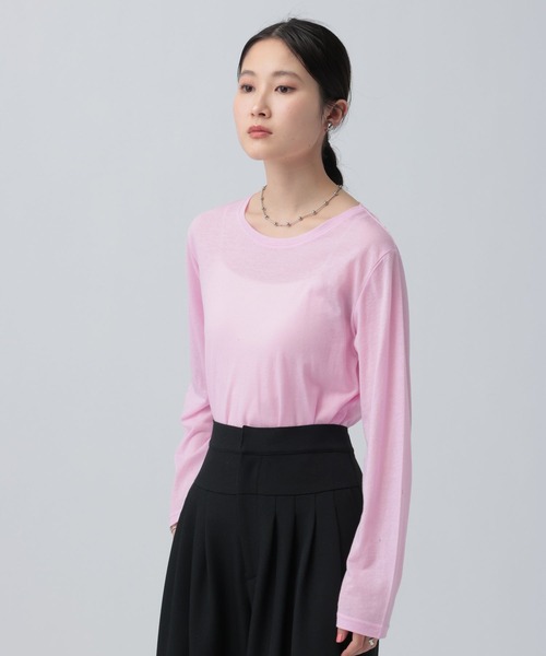 LEPSIM（レプシィム）の「シアーメランジ長袖T　582469（Tシャツ/カットソー・レディース・ブラウン/ピンク/オフホワイト/ブラック/ピンク系その他/ライトイエロー・FREE）」の14枚目の写真