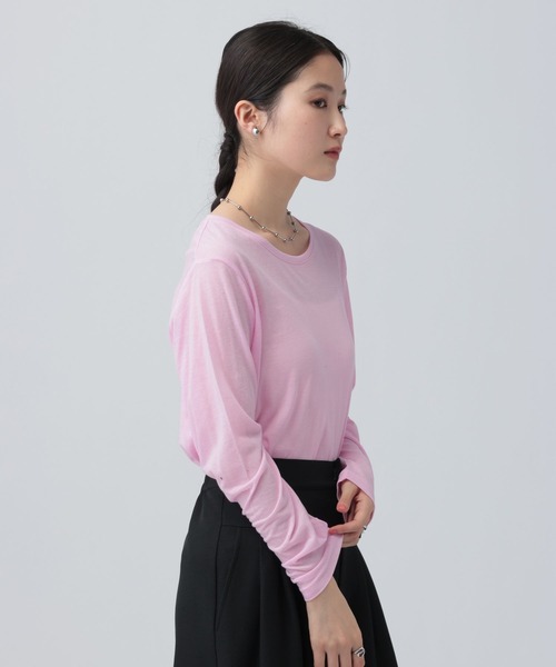 LEPSIM（レプシィム）の「シアーメランジ長袖T　582469（Tシャツ/カットソー・レディース・ブラウン/ピンク/オフホワイト/ブラック/ピンク系その他/ライトイエロー・FREE）」の15枚目の写真