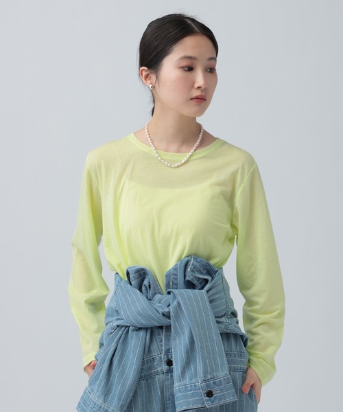 LEPSIM（レプシィム）の「シアーメランジ長袖T　582469（Tシャツ/カットソー・レディース・ブラウン/ピンク/オフホワイト/ブラック/ピンク系その他/ライトイエロー・FREE）」の18枚目の写真