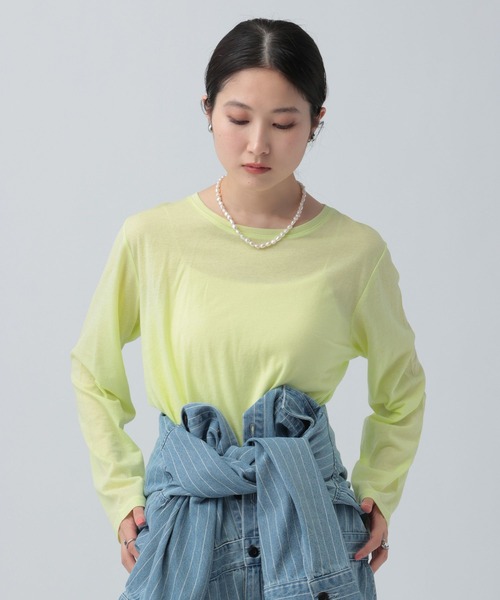 LEPSIM（レプシィム）の「シアーメランジ長袖T　582469（Tシャツ/カットソー・レディース・ブラウン/ピンク/オフホワイト/ブラック/ピンク系その他/ライトイエロー・FREE）」の9枚目の写真
