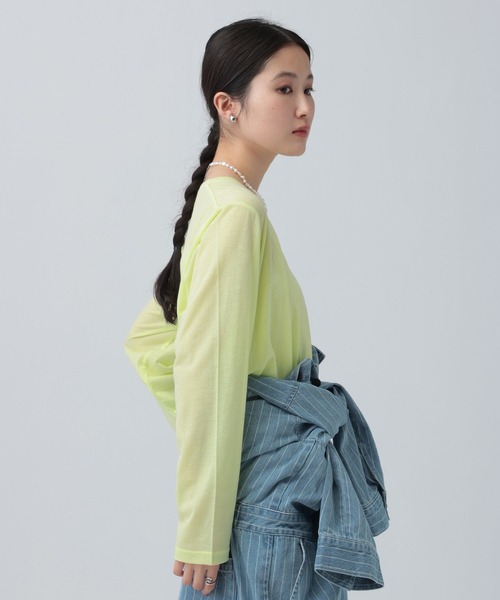 LEPSIM（レプシィム）の「シアーメランジ長袖T　582469（Tシャツ/カットソー・レディース・ブラウン/ピンク/オフホワイト/ブラック/ピンク系その他/ライトイエロー・FREE）」の10枚目の写真