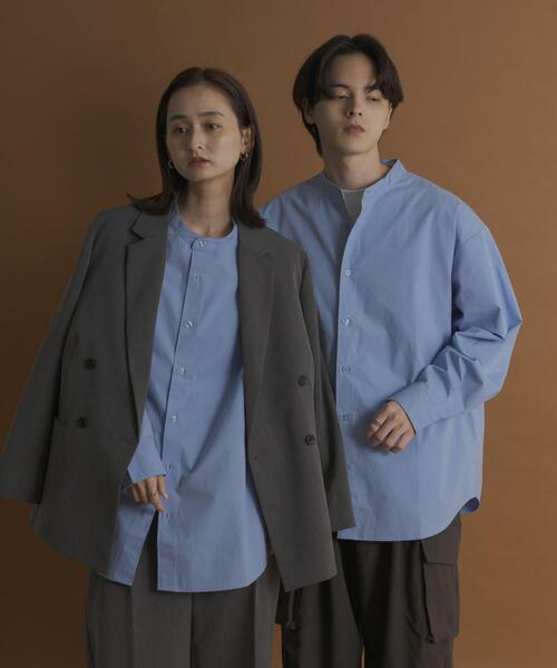 SENSE OF PLACE by URBAN RESEARCH（センスオブプレイスバイアーバンリサーチ）の「ピーチブロードバンドカラーロングスリーブシャツ（シャツ/ブラウス・メンズ・チャコールグレー/ライトブルー/ライトグレー・MEDIUM/LARGE）」の3枚目の写真