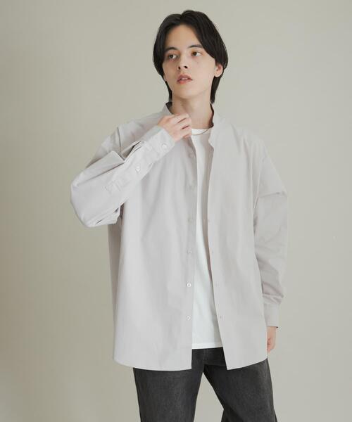 SENSE OF PLACE by URBAN RESEARCH（センスオブプレイスバイアーバンリサーチ）の「ピーチブロードバンドカラーロングスリーブシャツ（シャツ/ブラウス・メンズ・チャコールグレー/ライトブルー/ライトグレー・MEDIUM/LARGE）」の14枚目の写真