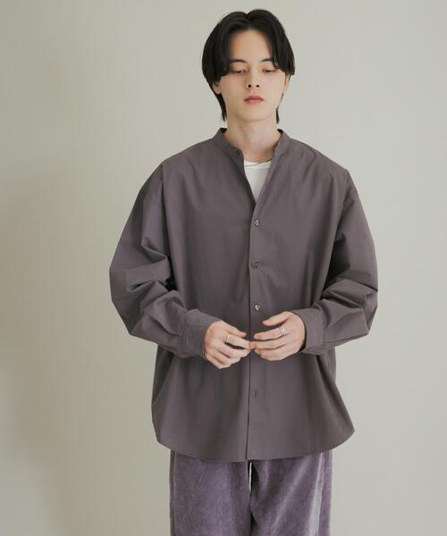 SENSE OF PLACE by URBAN RESEARCH（センスオブプレイスバイアーバンリサーチ）の「ピーチブロードバンドカラーロングスリーブシャツ（シャツ/ブラウス・メンズ・チャコールグレー/ライトブルー/ライトグレー・MEDIUM/LARGE）」の6枚目の写真