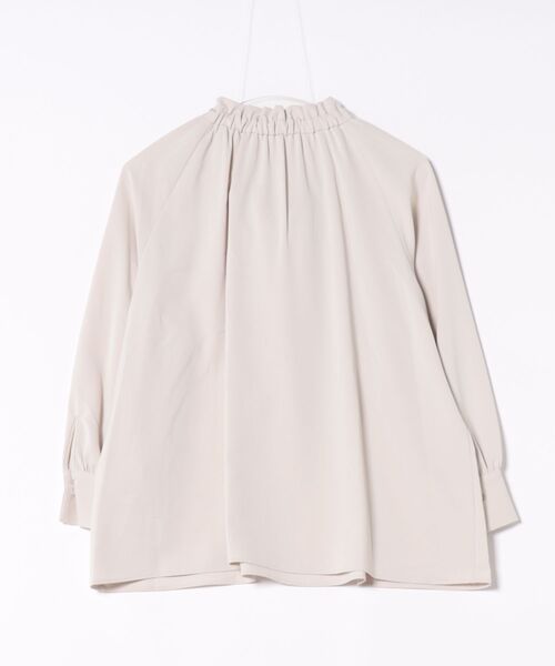 m.f.editorial(エムエフエディトリアル)の「【ストレッチ UVカット イージーケア】ギャザーリボン 長袖 プルオーバー ブラウス(シャツ/ブラウス・レディース・ネイビー/ライトグレー/ダークウッド・LARGE/MEDIUM)」の4枚目の写真
