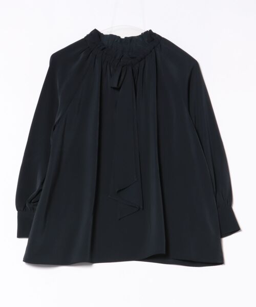 m.f.editorial(エムエフエディトリアル)の「【ストレッチ UVカット イージーケア】ギャザーリボン 長袖 プルオーバー ブラウス(シャツ/ブラウス・レディース・ネイビー/ライトグレー/ダークウッド・LARGE/MEDIUM)」の15枚目の写真