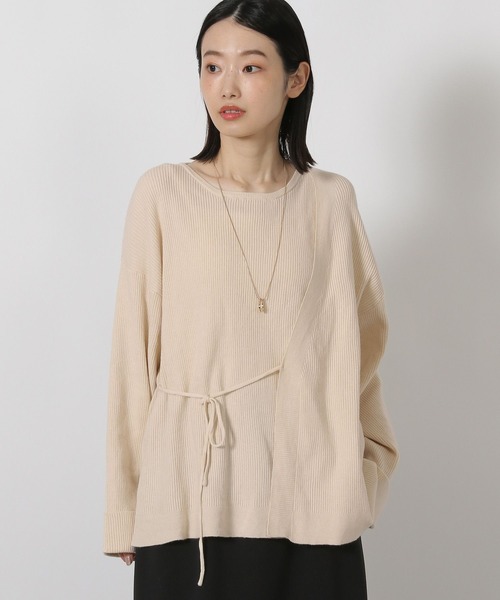 LAKOLE(ラコレ)の「レイヤードライクニットプルオーバー / 594727(ニット/セーター・レディース・ブラウン/アイボリー/ブラック・FREE)」の1枚目の写真