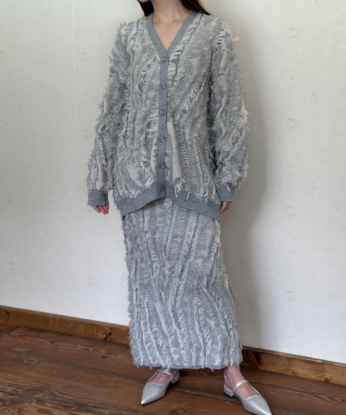 Per sist ence(パーシエンス)の「MIXフリンジニットカーディガン(カーディガン/ボレロ・レディース・アイボリー/ブラック/ベージュ系/グレー・ONE SIZE)」の15枚目の写真