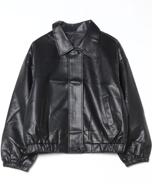 .KOM(ドットコム)の「A'GEM/9 × .kom 『.KOM/ドットケーオーエム』 Simple Design Faux Leather Blouson/シンプルデザインエコレザー ブルゾン(ライダースジャケット・レディース・ブラック/ブラウン・XL)」の3枚目の写真