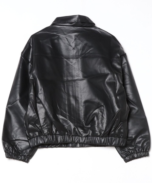 .KOM(ドットコム)の「A'GEM/9 × .kom 『.KOM/ドットケーオーエム』 Simple Design Faux Leather Blouson/シンプルデザインエコレザー ブルゾン(ライダースジャケット・レディース・ブラック/ブラウン・XL)」の4枚目の写真