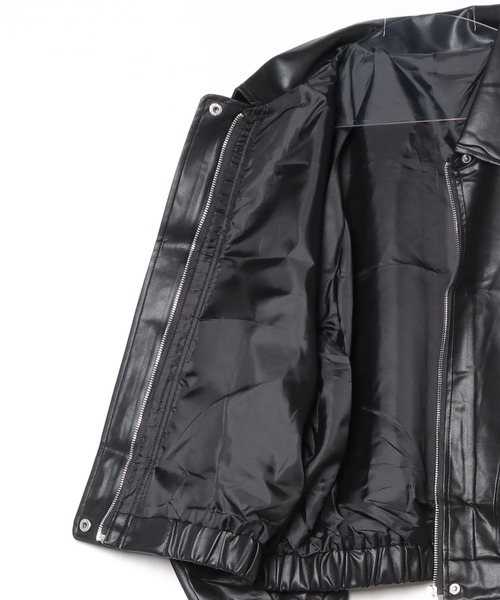 .KOM(ドットコム)の「A'GEM/9 × .kom 『.KOM/ドットケーオーエム』 Simple Design Faux Leather Blouson/シンプルデザインエコレザー ブルゾン(ライダースジャケット・レディース・ブラック/ブラウン・XL)」の5枚目の写真
