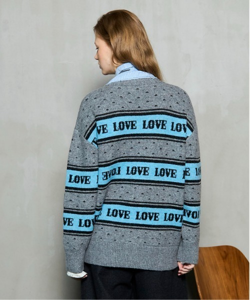 MAISON SPECIAL（メゾンスペシャル）の「LOVE Jacquard Cardigan / LOVEジャカードカーディガン（カーディガン/ボレロ・レディース・ブラック/グレー/オレンジ・FREE）」の10枚目の写真